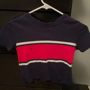 Red white and blue cropped tee